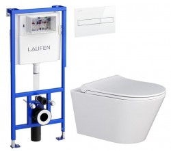 LAUFEN Rámový podomietkový modul CW1 SET s bielym tlačidlom + WC MYJOYS MY1 + SEDADLO (H8946600000001BI MY1)