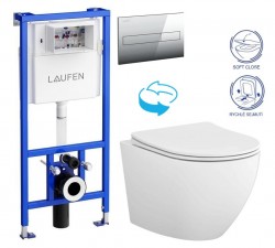 LAUFEN Rámový podomietkový modul CW1 SET s chrómovým tlačidlom + WC CERSANIT DESSE VORTEX + SEDADLO (H8946600000001CR ES1)