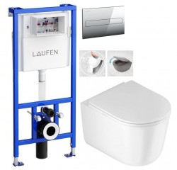 LAUFEN Rámový podomietkový modul CW1 SET s chrómovým tlačidlom + WC DEANTE Jasmin so sedadlom RIMLESS (H8946600000001CR JA1)