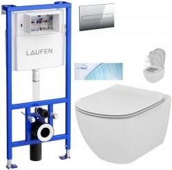 LAUFEN Rámový podomietkový modul CW1 SET s chrómovým tlačidlom + WC Ideal Standard Tesi so sedadlom SoftClose, AquaBlade (H8946600000001CR TE1)