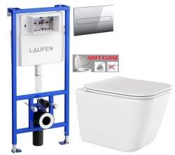 LAUFEN Rámový podomietkový modul CW1 SET s chrómovým tlačidlom + WC INVENA PAROS  + SEDADLO (H8946600000001CR RO1)