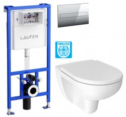 LAUFEN Rámový podomietkový modul CW1 SET s chrómovým tlačidlom + WC JIKA LYRA PLUS RIMLESS + SEDADLO duraplastu (H8946600000001CR LY1)