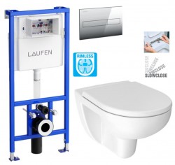 LAUFEN Rámový podomietkový modul CW1 SET s chrómovým tlačidlom + WC JIKA LYRA PLUS RIMLESS + SEDADLO duraplastu SLOWCLOSE (H8946600000001CR LY2)