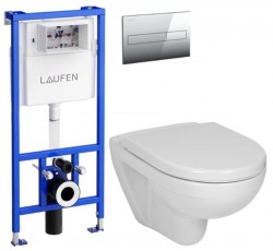 LAUFEN Rámový podomietkový modul CW1 SET s chrómovým tlačidlom + WC JIKA LYRA PLUS + SEDADLO duraplastu (H8946600000001CR LY6)