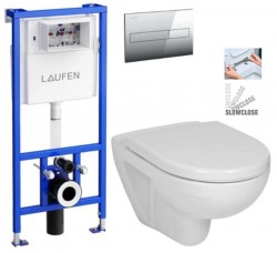 LAUFEN Rámový podomietkový modul CW1 SET s chrómovým tlačidlom + WC JIKA LYRA PLUS + SEDADLO duraplastu SLOWCLOSE (H8946600000001CR LY5)
