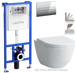 LAUFEN Rámový podomietkový modul CW1 SET s chrómovým tlačidlom + WC LAUFEN PRO RIMLESS + SEDADLO (H8946600000001CR LP1)