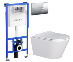 LAUFEN Rámový podomietkový modul CW1 SET s chrómovým tlačidlom + WC MYJOYS MY1 + SEDADLO (H8946600000001CR MY1)