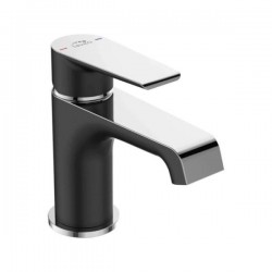 Laveo - Largo - stojanková umývadlová batéria s výpustou, čierná/ chróm (BAH_722D)