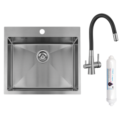 Laveo - Malawi - drez 50x58 cm, 1-komora s batériou a filtrom, nerez (SLMA010F)