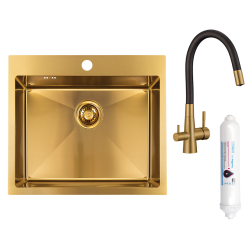 Laveo - Malawi - drez 50x58 cm, 1-komora s batériou a filtrom, zlatý (SLMAG10F)