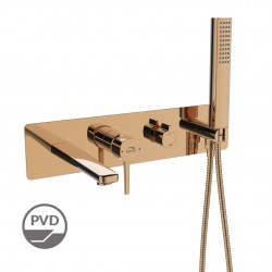 Laveo - Pola - podomietková vaňová batéria so sprchovou súpravou, ružové zlato (BAP_811P)