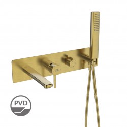 Laveo - Pola - podomietková vaňová batéria so sprchovou súpravou, zlato (BAP_G1PB)