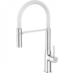 Laveo - Pola - stojančeková drezová batéria U, chróm/ biela (BAP_678D)