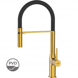 Laveo - Pola - stojančeková drezová batéria U, zlato/ čierna (BAP_G78D)