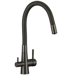 Laveo - Riveco - drezová batéria s elastickým ramenom,, pripojenie k vodnému filtru, grafit (BRI_968D)