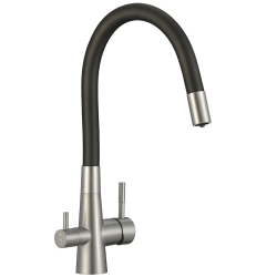 Laveo - Riveco - drezová batéria s elastickým ramenom,, pripojenie k vodnému filtru, kartáčovaná oceľ (BRI_768D)