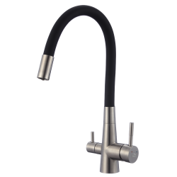 Laveo - Riveco - drezová batéria s elastickým ramenom,, pripojenie k vodnému filtru, kartáčovaná oceľ (BRI_768D)