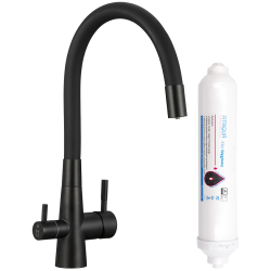 Laveo - Riveco - drezová batéria stojanková s elastickým ramenom + filter, čierna (BRIBB68D)