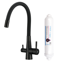 Laveo - Riveco - drezová batéria stojanková s elastickým ramenom + filter, čierna (BRIBB68D)