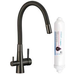 Laveo - Riveco - drezová batéria stojanková s elastickým ramenom + filter, grafit (BRIB968D)