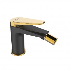 Laveo - Rubio - stojanková bidetová batéria s výpustím,čierno/ zlatá (BVR_732G)