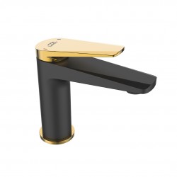 Laveo - Rubio - stojanková umývadlová batéria s výpustou, čierno/ zlatá (BVR_722G)