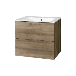 Mereo Aira, kúpeľňová skrinka s keramickým umývadlom 61 cm, dub Halifax (CN740)