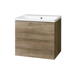 Mereo Aira, kúpeľňová skrinka s umývadlom z liateho mramoru 61 cm, dub Halifax (CN740M)