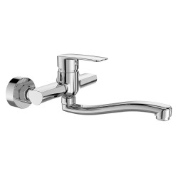 Mereo Drezová nástenná batéria, Pego, 150 mm, s ramienkom plochým vyhnutým 200 mm, chróm (CB301P)