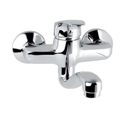 Mereo Drezová nástenná batéria, Sonáta, 100 mm, s ramienkom plochým vyhnutým 200 mm, chróm (CB301AN)