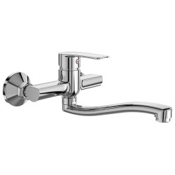 Mereo Drezová nástenná batéria, Sonáta, 150 mm, s ramienkom plochým vyhnutým 200 mm, chróm (CB301N)