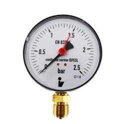 MEREO - Klum Tlakomer 100 mm, 0 - 2,5bar, spodný vývod 1/2