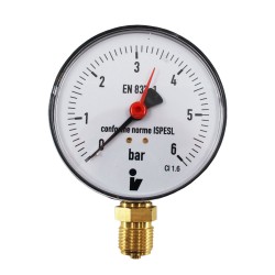 MEREO - Klum Tlakomer 100 mm, 0 - 6bar, spodný vývod 1/2
