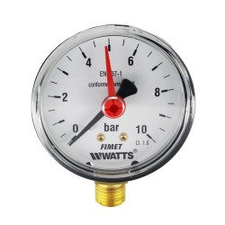 MEREO - Klum Tlakomer 63 mm, 0 - 10bar, spodný vývod 1/4