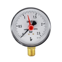 MEREO - Klum Tlakomer 63 mm, 0 - 2,5bar, spodný vývod 1/4