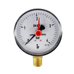 MEREO - Klum Tlakomer 63 mm, 0 - 4bar, spodný vývod 1/4