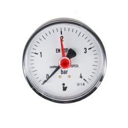MEREO - Klum Tlakomer 63 mm, 0 - 4bar, zadný vývod 1/4