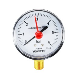 MEREO - Klum Tlakomer 63 mm, 0 - 6bar, spodný vývod 1/4