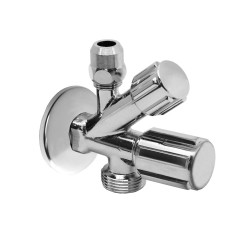 MEREO - Klum Ventil rohový pre práčku a WC so spätnou klapkou a ružicou, pochrom. mosadz, 1/2