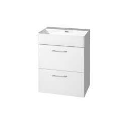 Mereo Leny, kúpeľňová skrinka s keramickým umývadlom 50 cm, biela, nové madlo (CN810N)