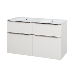Mereo Mailo, kúpeľňová skrinka s keramickým umývadlom 121 cm, biela, chróm madlo (CN513)