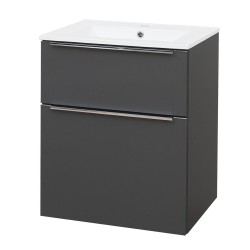 Mereo Mailo, kúpeľňová skrinka s keramickým umývadlom 61 cm, antracit, elox AL madlo (CN530A)