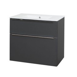 Mereo Mailo, kúpeľňová skrinka s keramickým umývadlom 81 cm, antracit, chróm madlo (CN531)