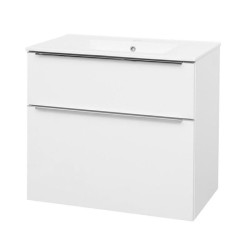 Mereo Mailo, kúpeľňová skrinka s keramickým umývadlom 81 cm, biela, elox AL madlo (CN511A)