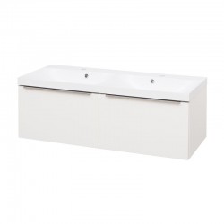 MEREO - Mailo, kúpeľňová skrinka s umývadlom z liateho mramoru 121 cm, biela, chróm madlo (CN518M)