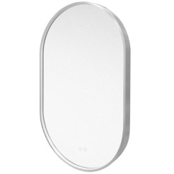 Mereo Mereo zrcadlo oválné 50x80 cm, LED osvětlení, ocelově šedý rám, II. jakost, drobné škrábance rámu (CN170S2J)