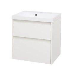 Mereo Opto, kúpeľňová skrinka s umývadlom z liateho mramoru 61 cm, biela (CN910M)