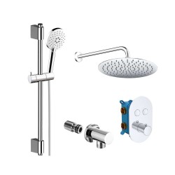 Mereo Sprchová sada s termostatickou tlačidlovou podomietkovou batériou - 2 - cestná - oválny kryt (CB60106TB2)