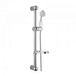 MEREO - Sprchová súprava, päťpolohová sprcha, dvojzámková  hadica, nastav. držiak, mydelnička, plast/chróm (CB900A)
