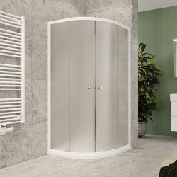 Mereo Sprchovací kút, Kora Lite, štvrťkruh, R 550, zasúvací, 90x90 cm, biely ALU, sklo Grape (CK35121Z)